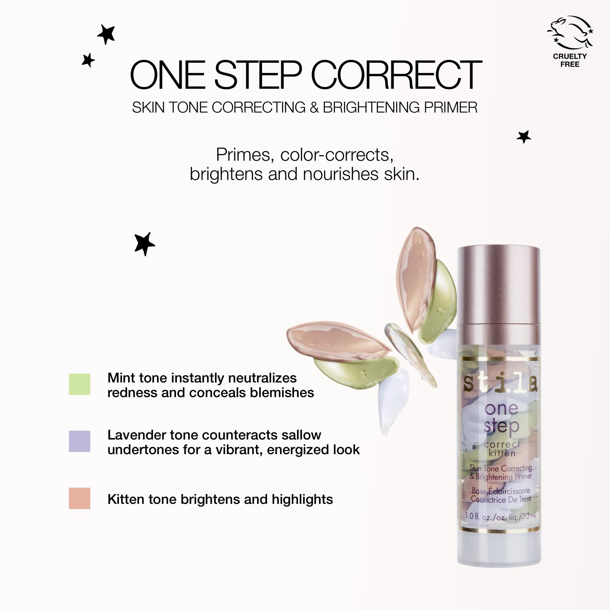 stila One Step Correct KITTEN Skin Tone Correcting & Brightening Primer, 1 oz.